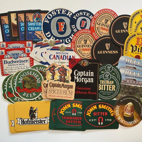Beer and Liquor Coasters Lot of 36 Vintage Domestic & International Beer Barware - Picture 1 of 7